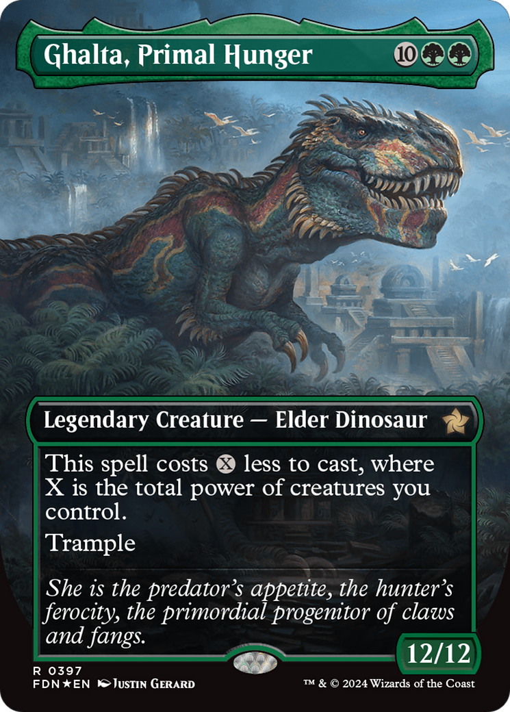 Ghalta, Primal Hunger (Borderless) (Mana Foil) [Foundations] | Lots Moore NSW