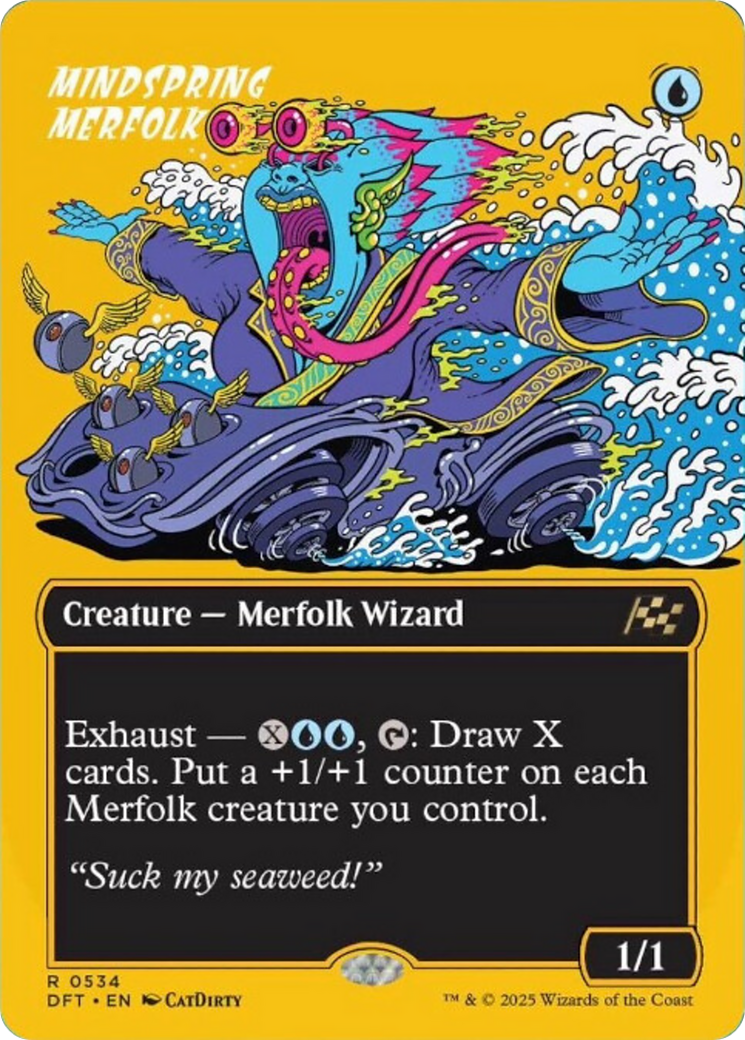 Mindspring Merfolk (Borderless) (First-Place Foil) [Aetherdrift] | Lots Moore NSW