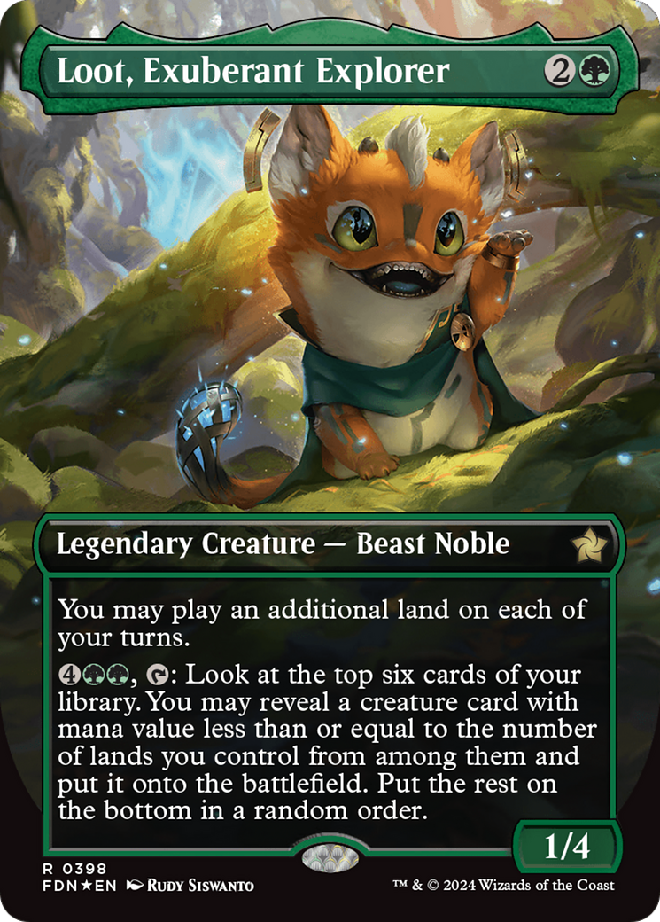 Loot, Exuberant Explorer (Borderless) (Mana Foil) [Foundations] | Lots Moore NSW