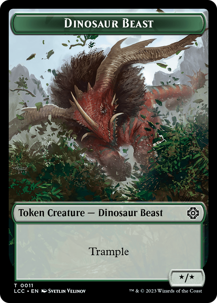 Dinosaur Beast // Dinosaur Double-Sided Token [The Lost Caverns of Ixalan Commander Tokens] | Lots Moore NSW