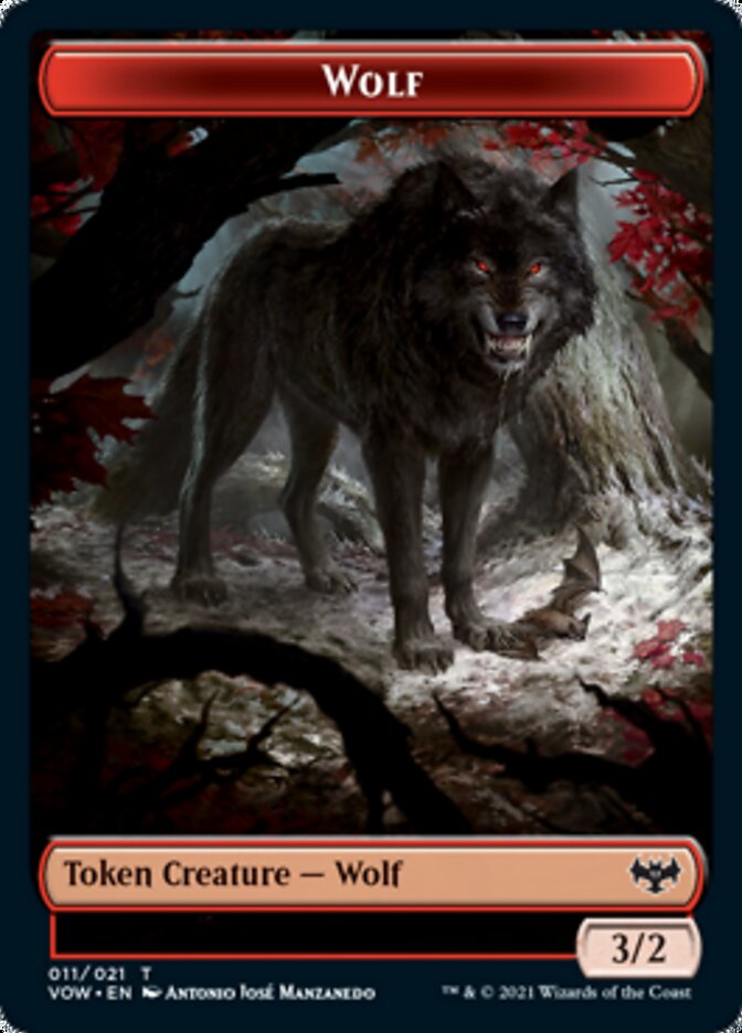 Wolf (011) // Human (010) Double-Sided Token [Innistrad: Crimson Vow Tokens] | Lots Moore NSW