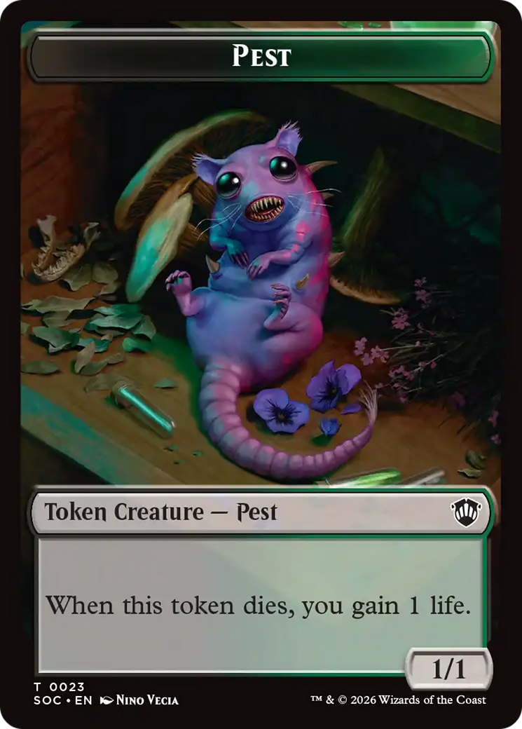 Saproling // Pest (0023) Double-Sided Token [Secrets of Strixhaven Commander Tokens] | Lots Moore NSW