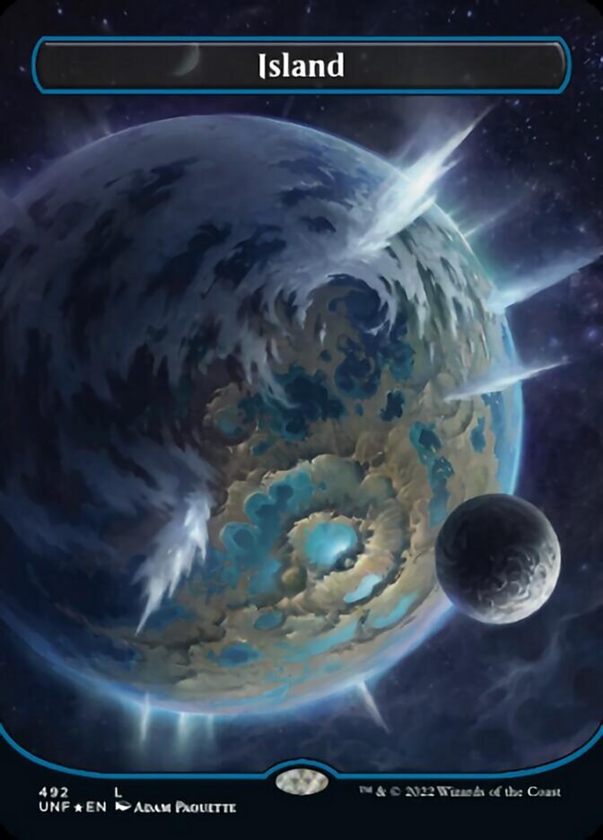 Island (492) (Orbital Space-ic Land) (Galaxy Foil) [Unfinity] | Lots Moore NSW
