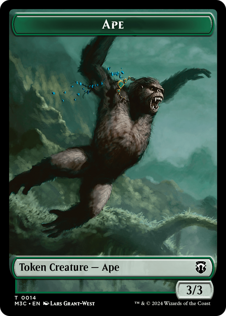 Ape (Ripple Foil) // Plant Double-Sided Token [Modern Horizons 3 Commander Tokens] | Lots Moore NSW