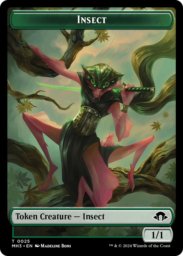 Beast (0015) (Ripple Foil) // Insect (0025) Double-Sided Token [Modern Horizons 3 Commander Tokens] | Lots Moore NSW