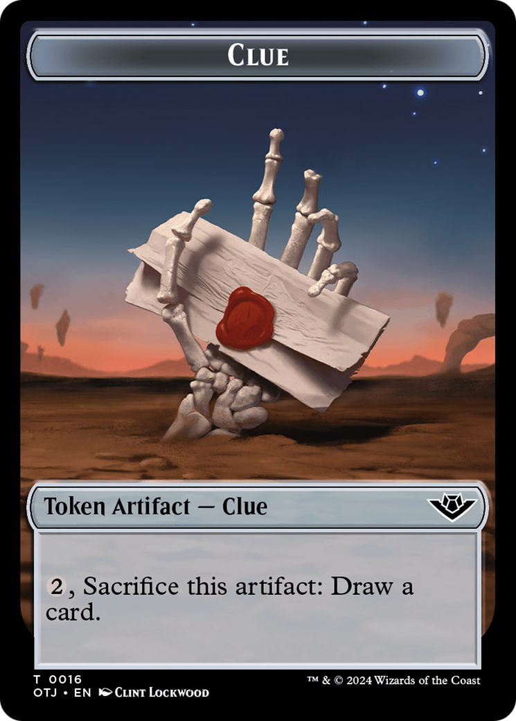 Mercenary // Clue Double-Sided Token [Outlaws of Thunder Junction Tokens] | Lots Moore NSW