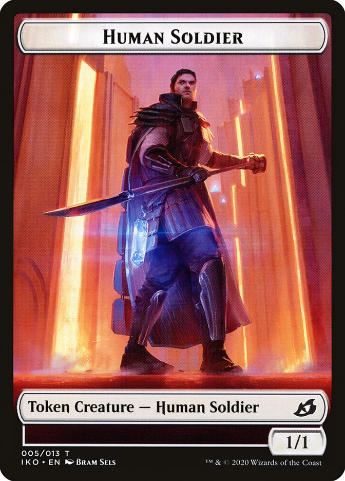 Dinosaur Beast // Human Soldier (005) Double-Sided Token [Ikoria: Lair of Behemoths Tokens] | Lots Moore NSW