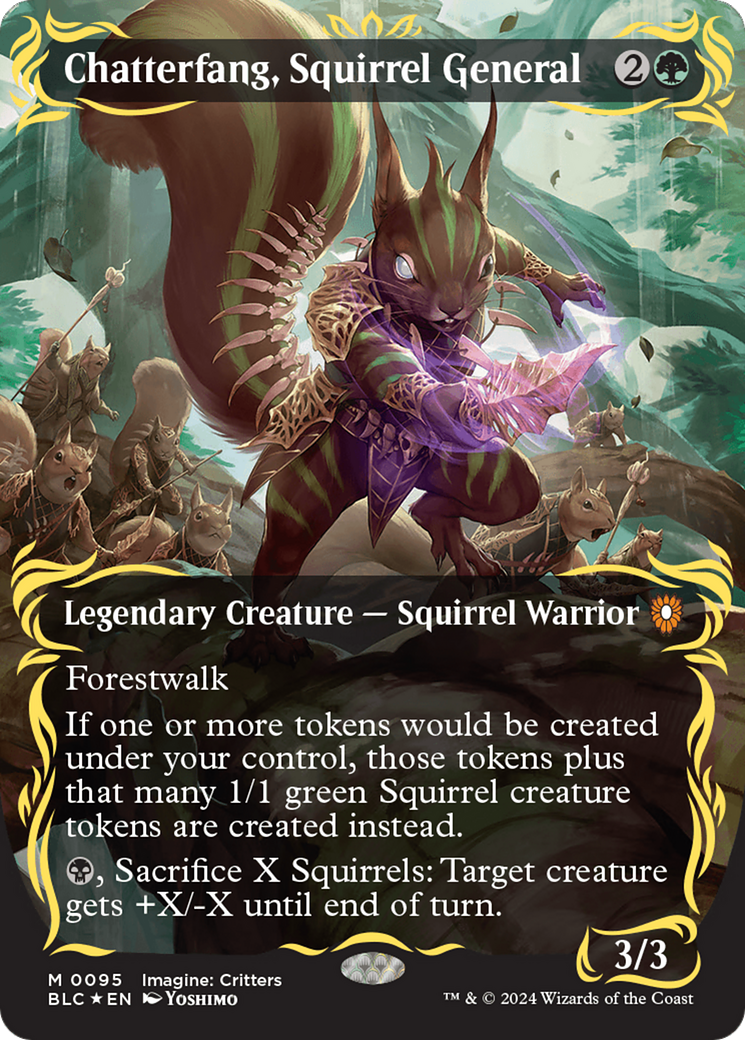 Chatterfang, Squirrel General (Borderless) (Raised Foil) [Bloomburrow Commander] | Lots Moore NSW