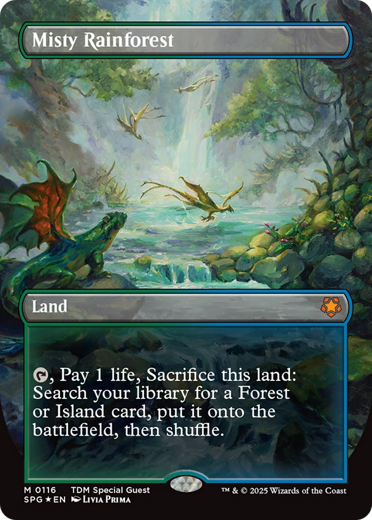 Misty Rainforest (Borderless) (Dragonscale Foil) [Tarkir: Dragonstorm Special Guests] | Lots Moore NSW