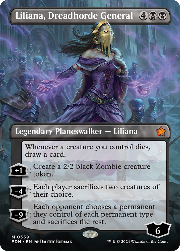 Liliana, Dreadhorde General (Borderless) [Foundations] | Lots Moore NSW