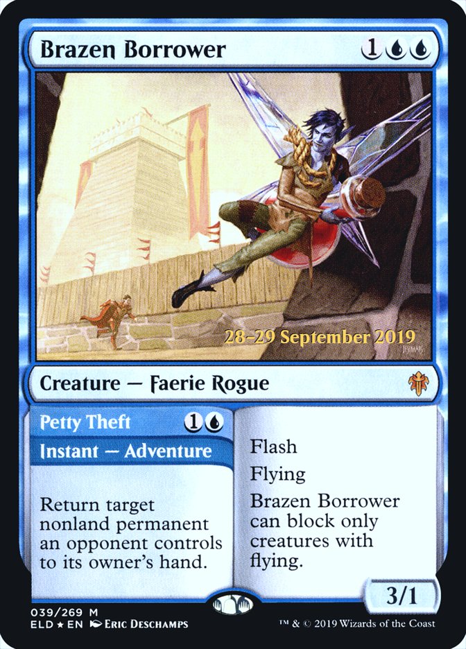 Brazen Borrower // Petty Theft [Throne of Eldraine Prerelease Promos] | Lots Moore NSW