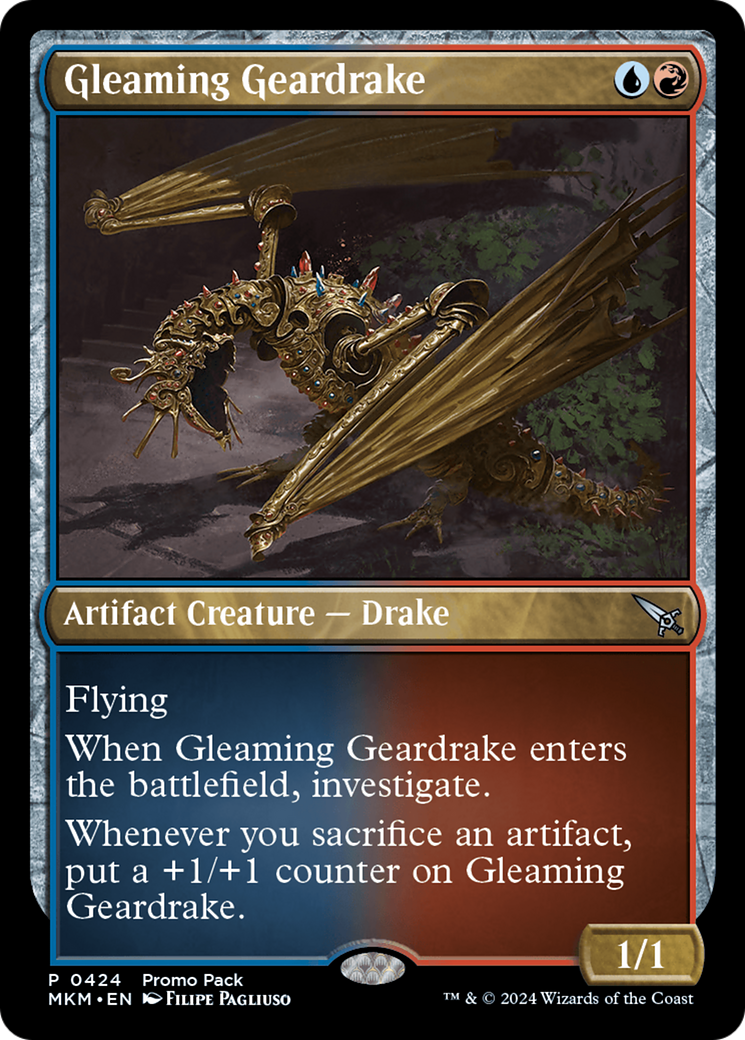 Gleaming Geardrake (Promo Pack) [Murders at Karlov Manor Promos] | Lots Moore NSW