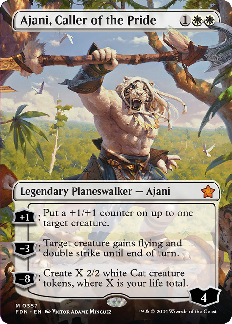 Ajani, Caller of the Pride (Borderless) [Foundations] | Lots Moore NSW