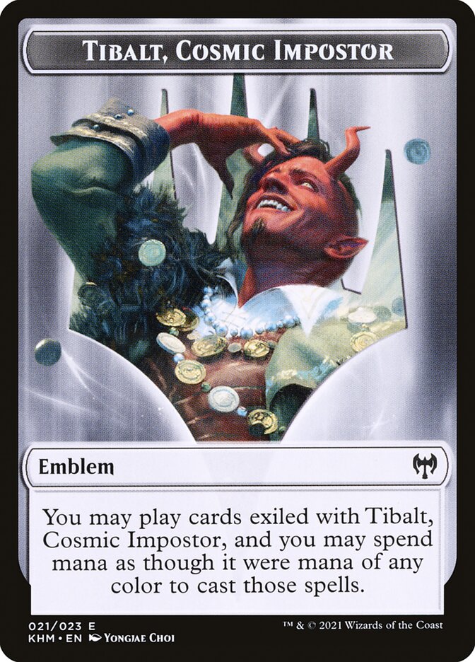 Elf Warrior // Tibalt, Cosmic Impostor Emblem Double-Sided Token [Kaldheim Tokens] | Lots Moore NSW