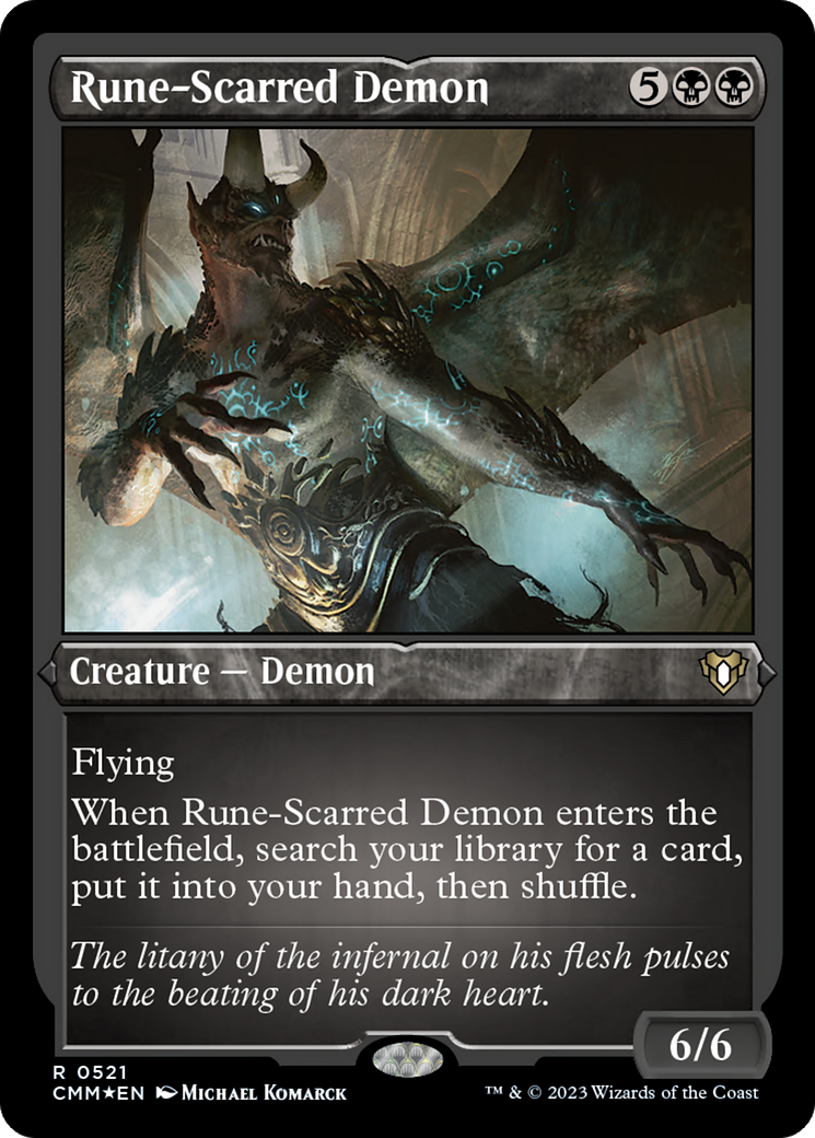 Rune-Scarred Demon (Foil Etched) [Commander Masters] | Lots Moore NSW