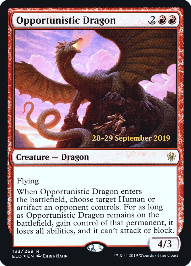 Opportunistic Dragon [Throne of Eldraine Prerelease Promos] | Lots Moore NSW