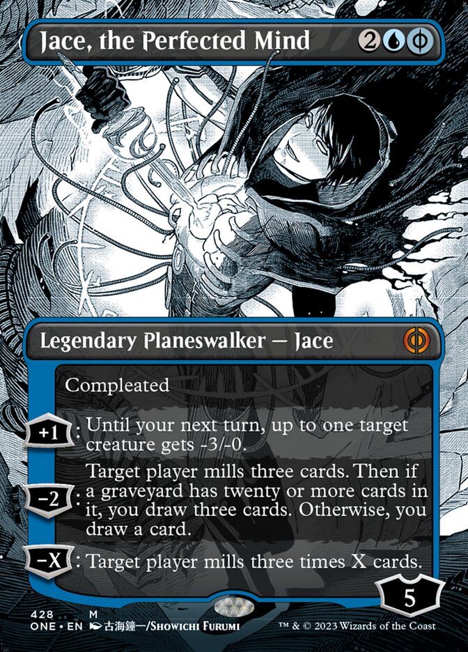 Jace, the Perfected Mind (Borderless Manga Step-and-Compleat Foil) [Phyrexia: All Will Be One] | Lots Moore NSW