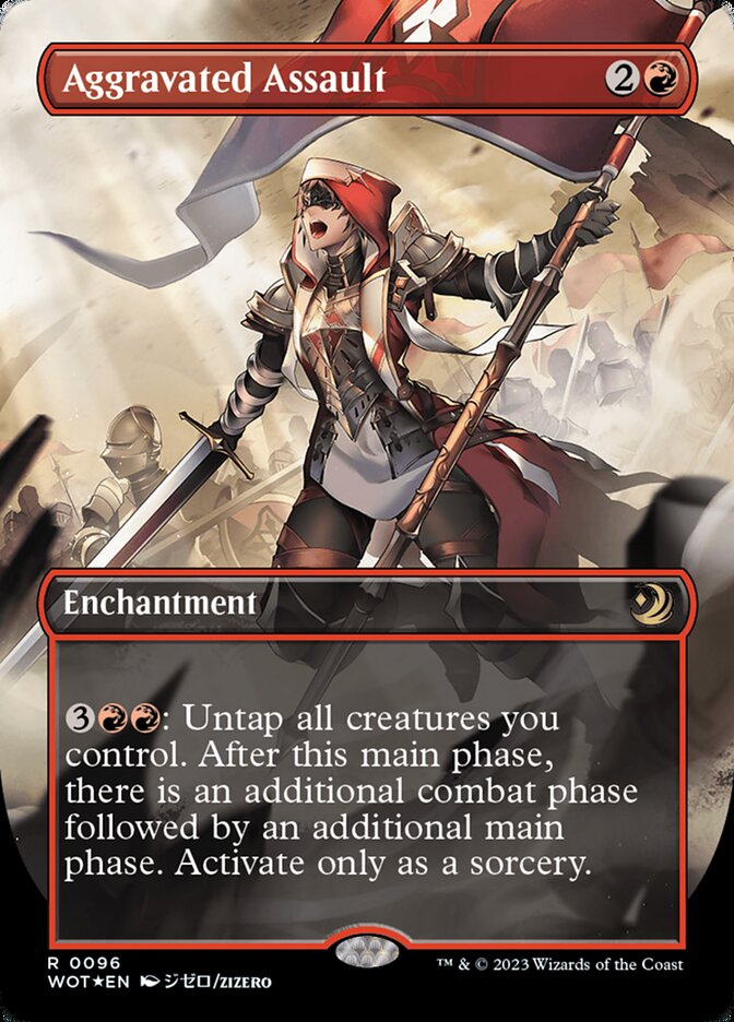 Aggravated Assault (Anime Borderless) (Confetti Foil) [Wilds of Eldraine: Enchanting Tales] | Lots Moore NSW