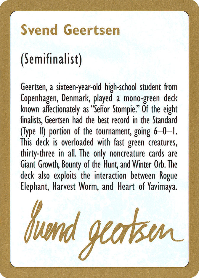 Svend Geertsen Bio [World Championship Decks 1997] | Lots Moore NSW