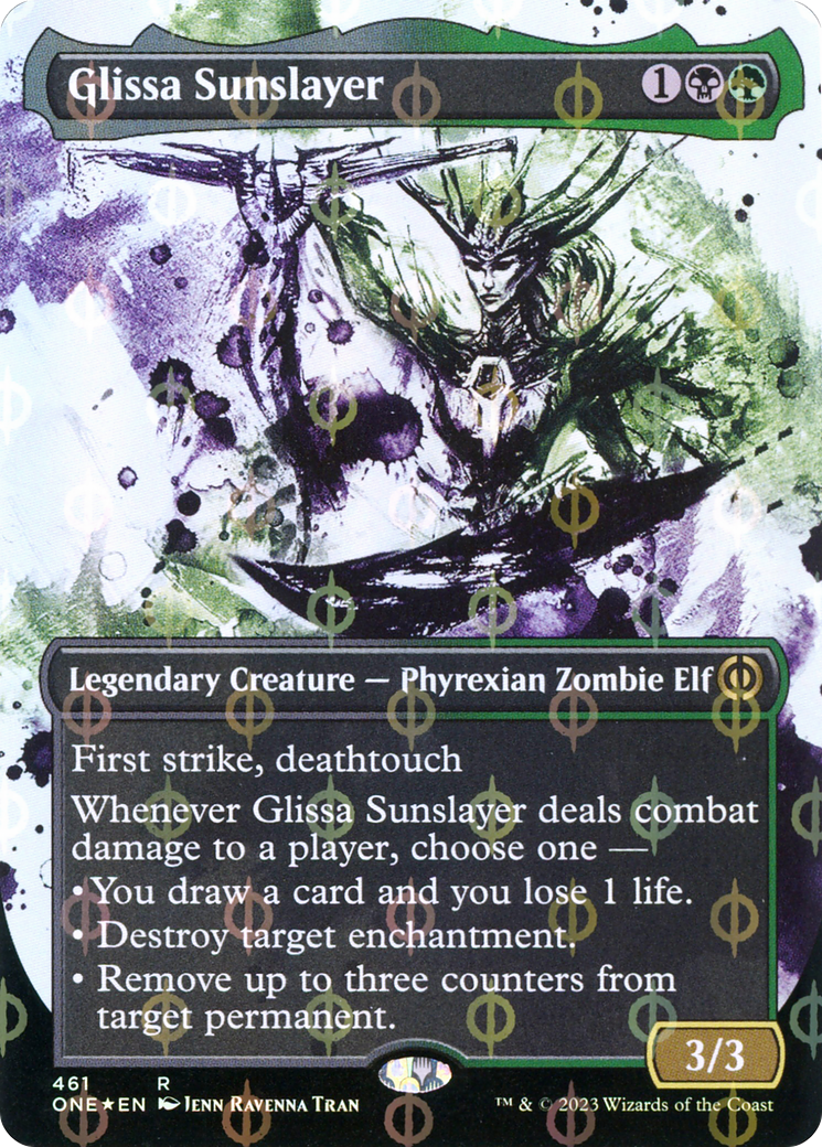 Glissa Sunslayer (Borderless Ichor Step-and-Compleat Foil) [Phyrexia: All Will Be One] | Lots Moore NSW