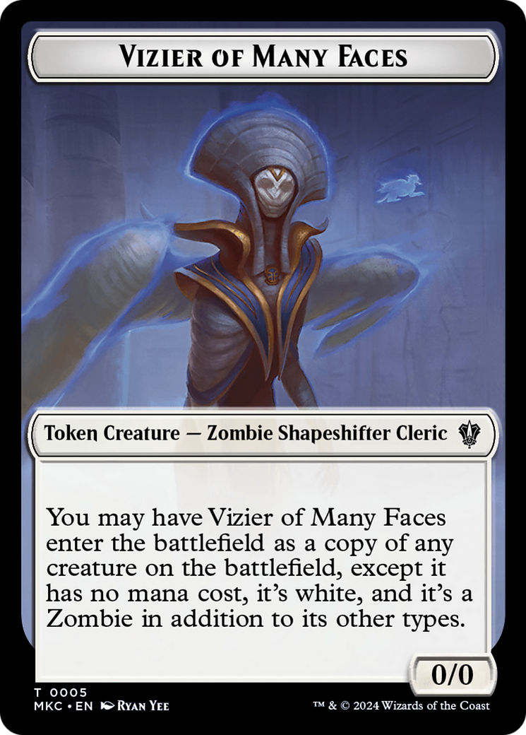 Vizier of Many Faces // Zombie Double-Sided Token [Murders at Karlov Manor Commander Tokens] | Lots Moore NSW