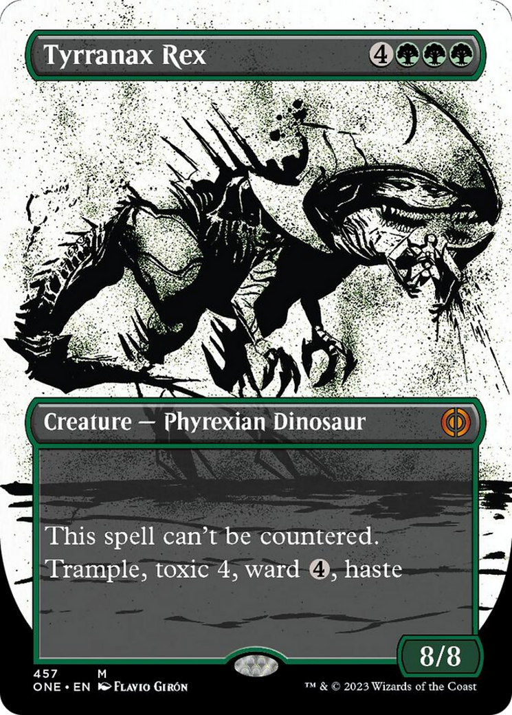 Tyrranax Rex (Borderless Ichor Step-and-Compleat Foil) [Phyrexia: All Will Be One] | Lots Moore NSW