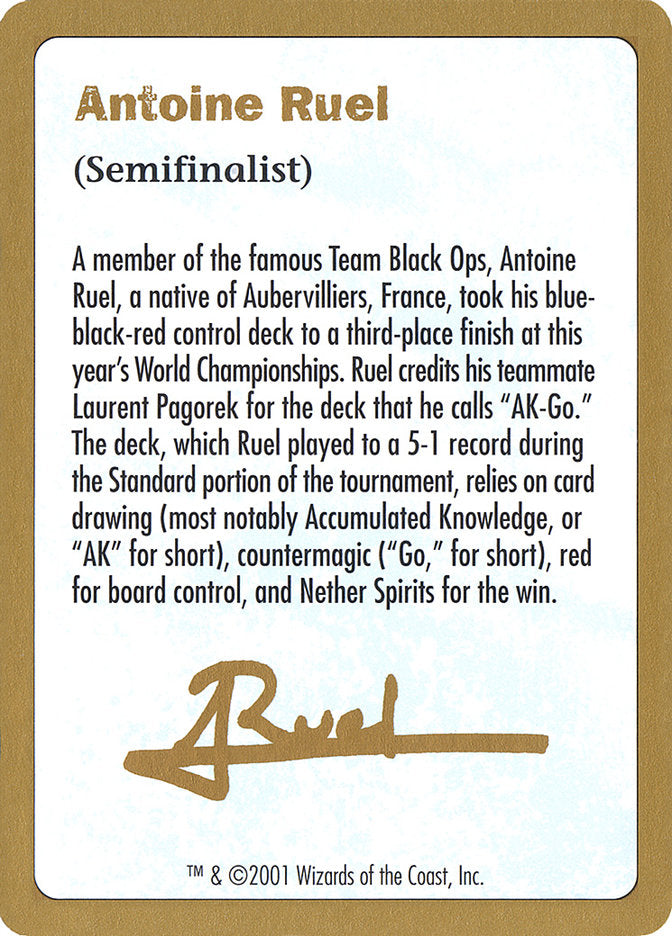 Antoine Ruel Bio [World Championship Decks 2001] | Lots Moore NSW