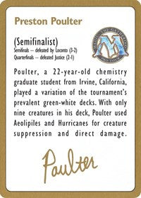 1996 Preston Poulter Biography Card [World Championship Decks] | Lots Moore NSW