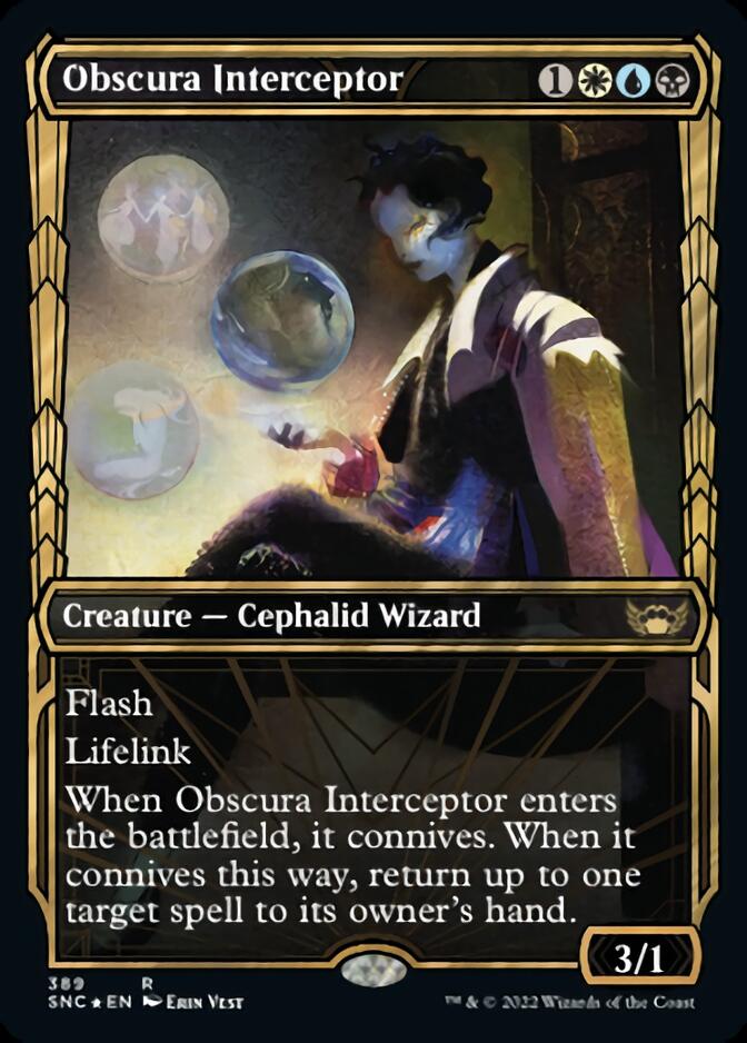 Obscura Interceptor (Showcase Golden Age Gilded Foil) [Streets of New Capenna] | Lots Moore NSW