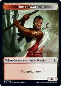 Human Warrior // Food (15) Double-sided Token [Throne of Eldraine Tokens] | Lots Moore NSW