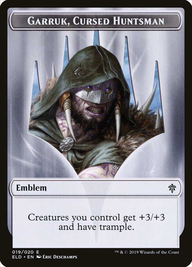 Garruk, Cursed Huntsman Emblem [Throne of Eldraine Tokens] | Lots Moore NSW