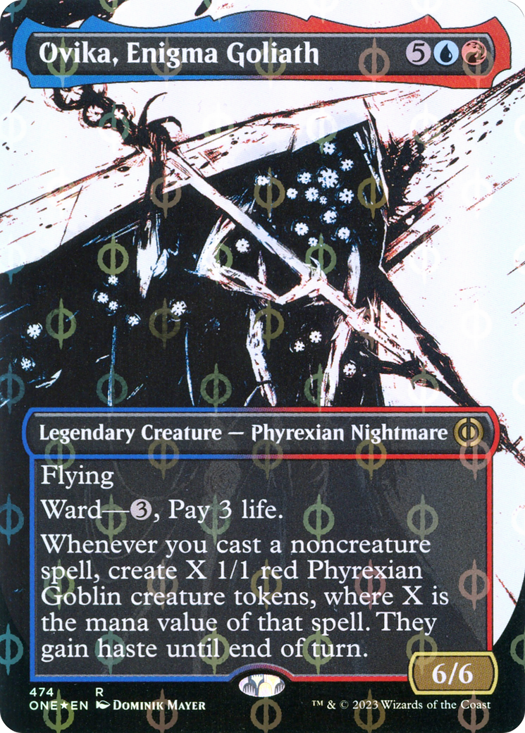 Ovika, Enigma Goliath (Borderless Ichor Step-and-Compleat Foil) [Phyrexia: All Will Be One] | Lots Moore NSW