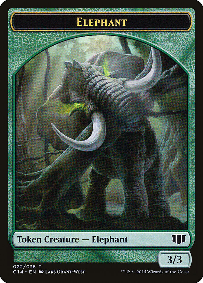 Elephant // Elf Warrior Double-sided Token [Commander 2014 Tokens] | Lots Moore NSW