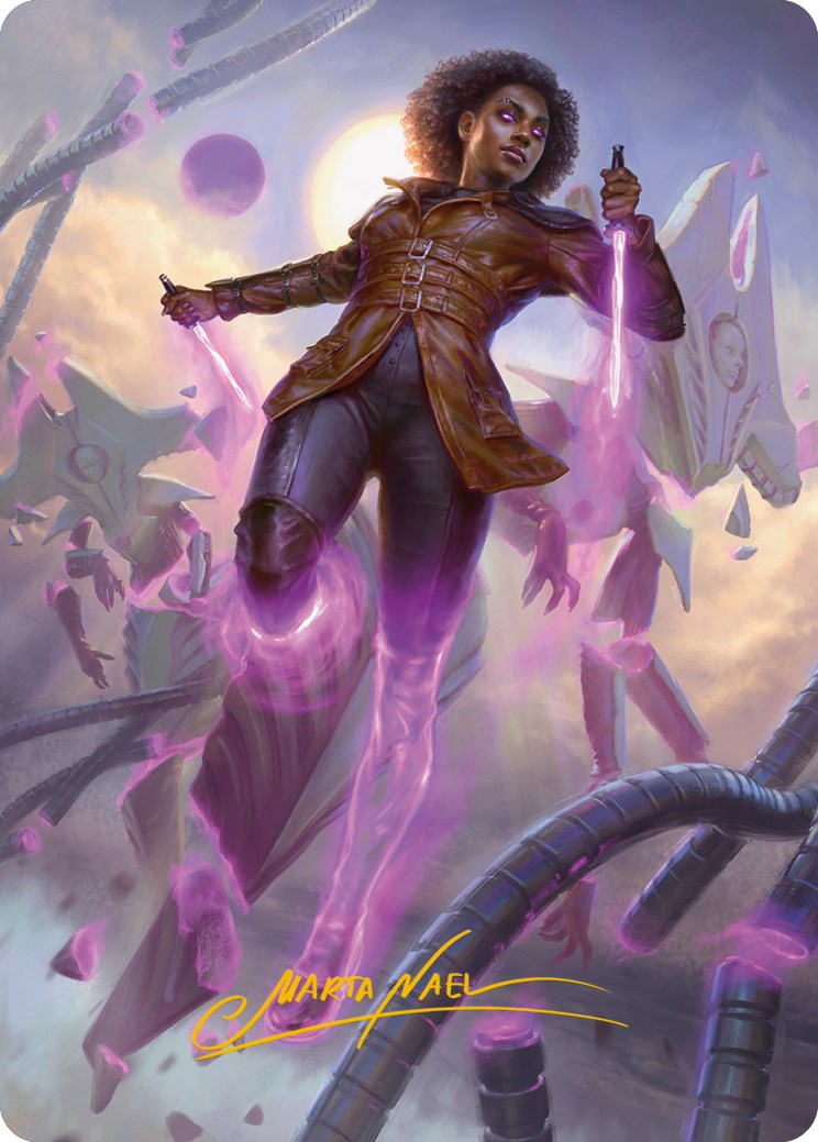 Kaya, Intangible Slayer Art Card (Gold-Stamped Signature) [Phyrexia: All Will Be One Art Series] | Lots Moore NSW