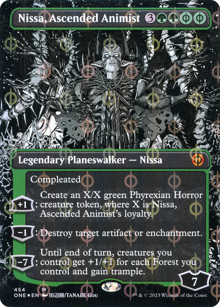 Nissa, Ascended Animist (Borderless Manga Step-and-Compleat Foil) [Phyrexia: All Will Be One] | Lots Moore NSW