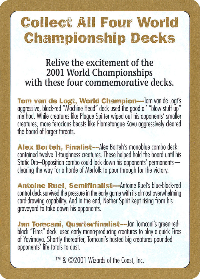 2001 World Championships Ad [World Championship Decks 2001] | Lots Moore NSW