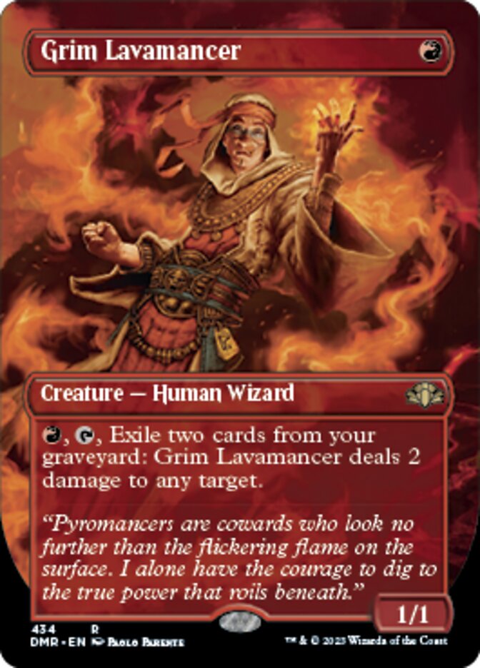 Grim Lavamancer (Borderless Alternate Art) [Dominaria Remastered] | Lots Moore NSW