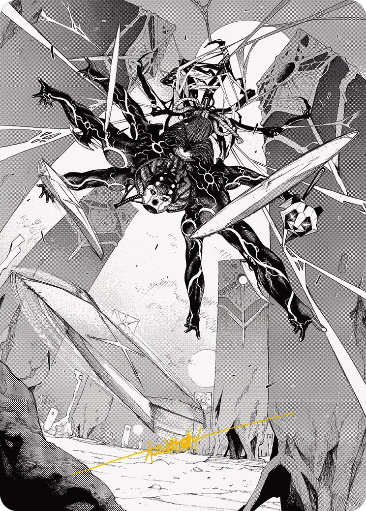 Kaito, Dancing Shadow 2 Art Card (Gold-Stamped Signature) [Phyrexia: All Will Be One Art Series] | Lots Moore NSW
