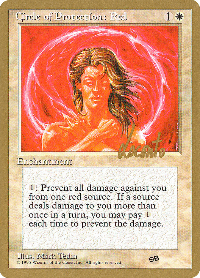 Circle of Protection: Red (Michael Loconto) (SB) (4ED) [Pro Tour Collector Set] | Lots Moore NSW