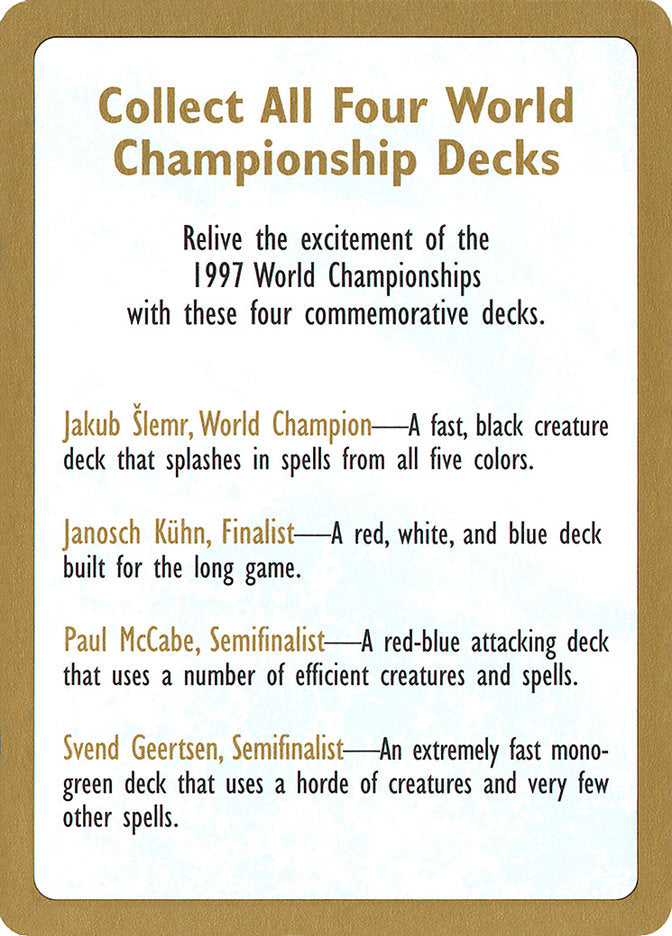 1997 World Championships Ad [World Championship Decks 1997] | Lots Moore NSW