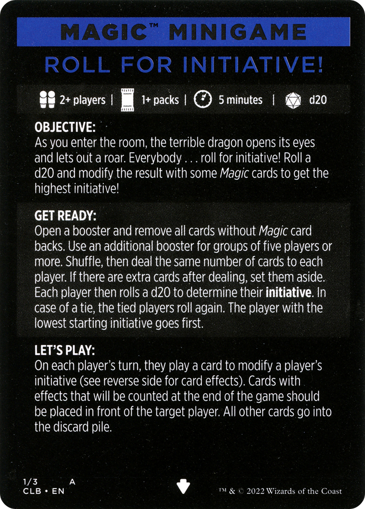 Roll for Initiative! (Magic Minigame) [Commander Legends: Battle for Baldur's Gate Minigame] | Lots Moore NSW