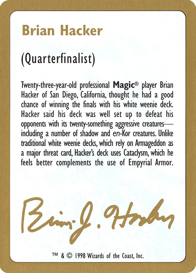 Brian Hacker Bio [World Championship Decks 1998] | Lots Moore NSW