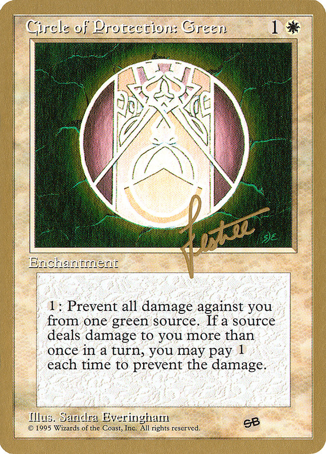 Circle of Protection: Green (Bertrand Lestree) (SB) (4ED) [Pro Tour Collector Set] | Lots Moore NSW