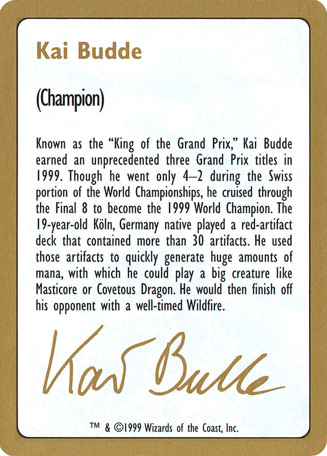 Kai Budde Bio [World Championship Decks 1999] | Lots Moore NSW