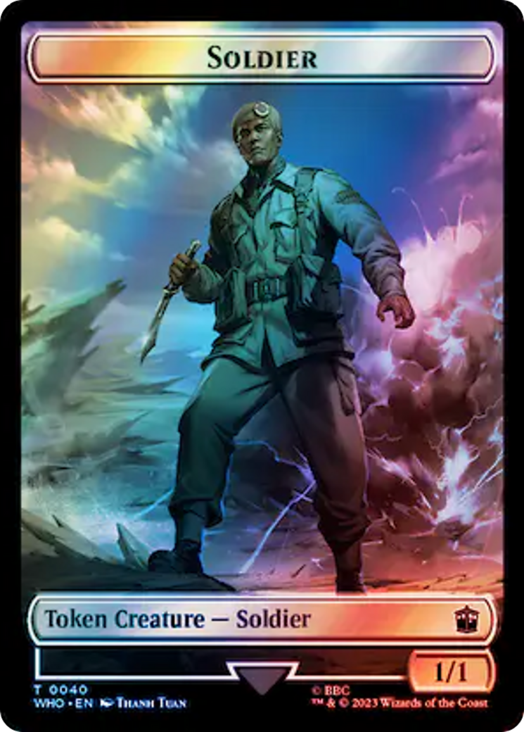 Soldier // Beast Double-Sided Token (Surge Foil) [Doctor Who Tokens] | Lots Moore NSW