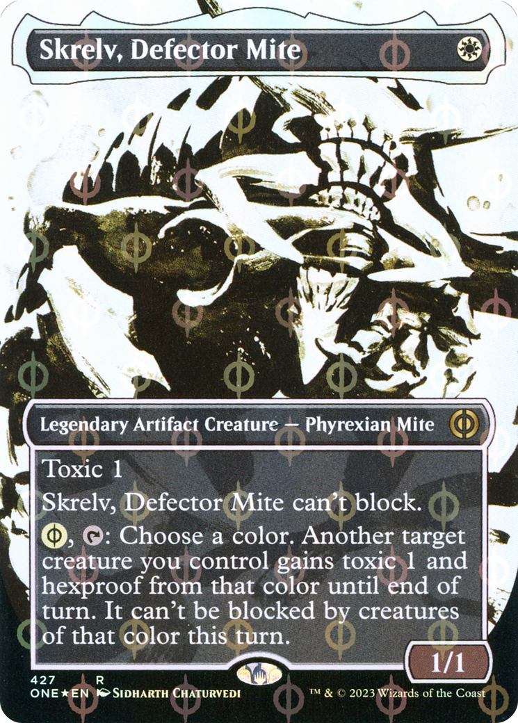 Skrelv, Defector Mite (Borderless Ichor Step-and-Compleat Foil) [Phyrexia: All Will Be One] | Lots Moore NSW