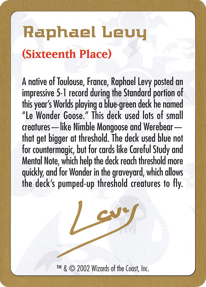 Raphael Levy Bio [World Championship Decks 2002] | Lots Moore NSW