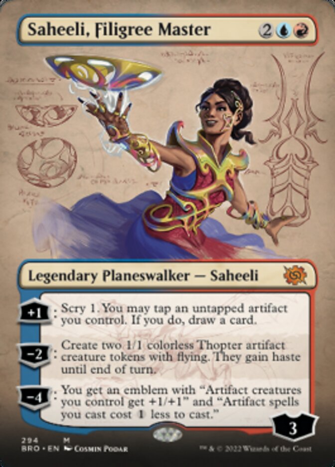 Saheeli, Filigree Master (Borderless Alternate Art) [The Brothers' War] | Lots Moore NSW