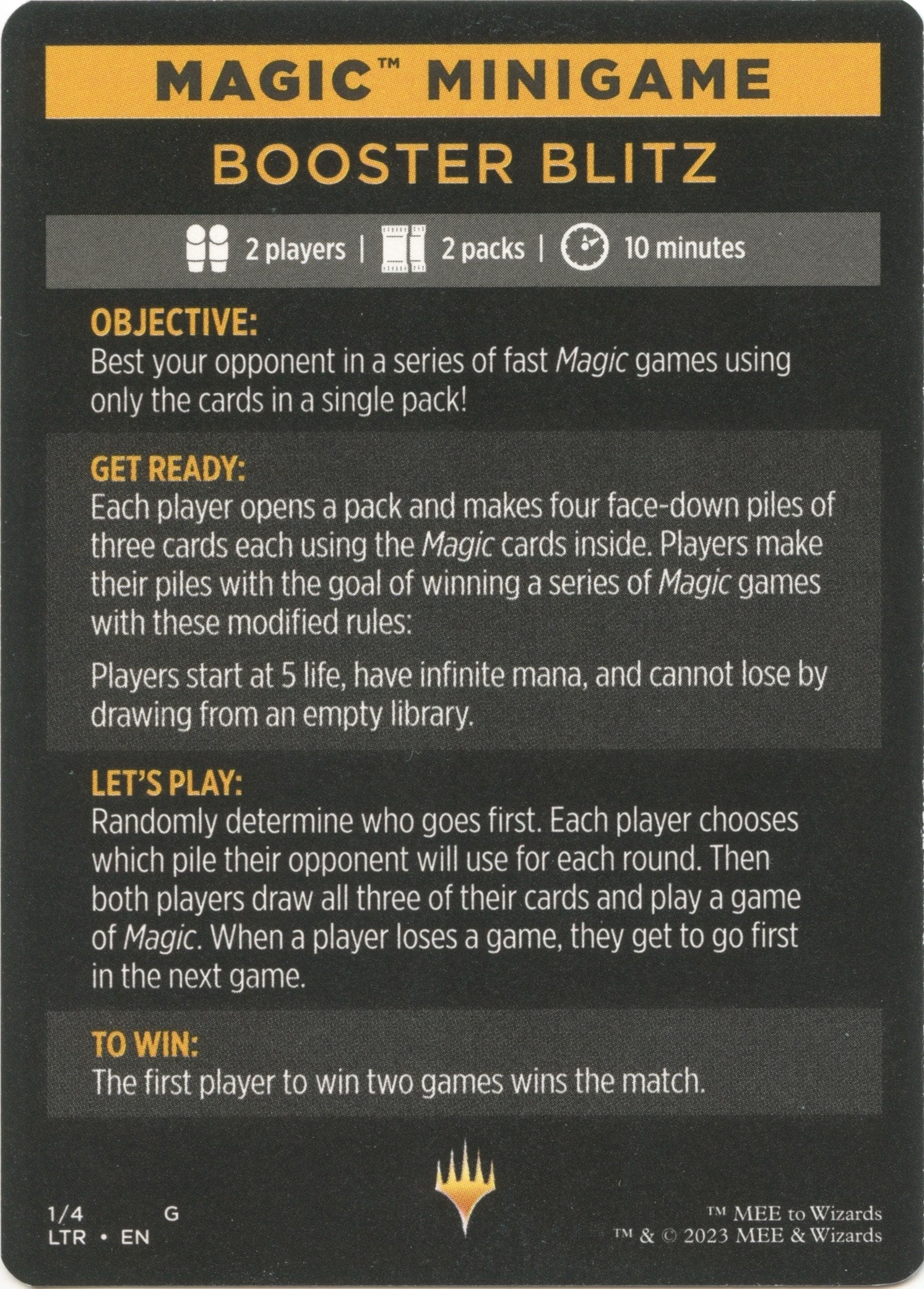 Booster Blitz (Magic Minigame) [The Lord of the Rings: Tales of Middle-Earth Minigame] | Lots Moore NSW