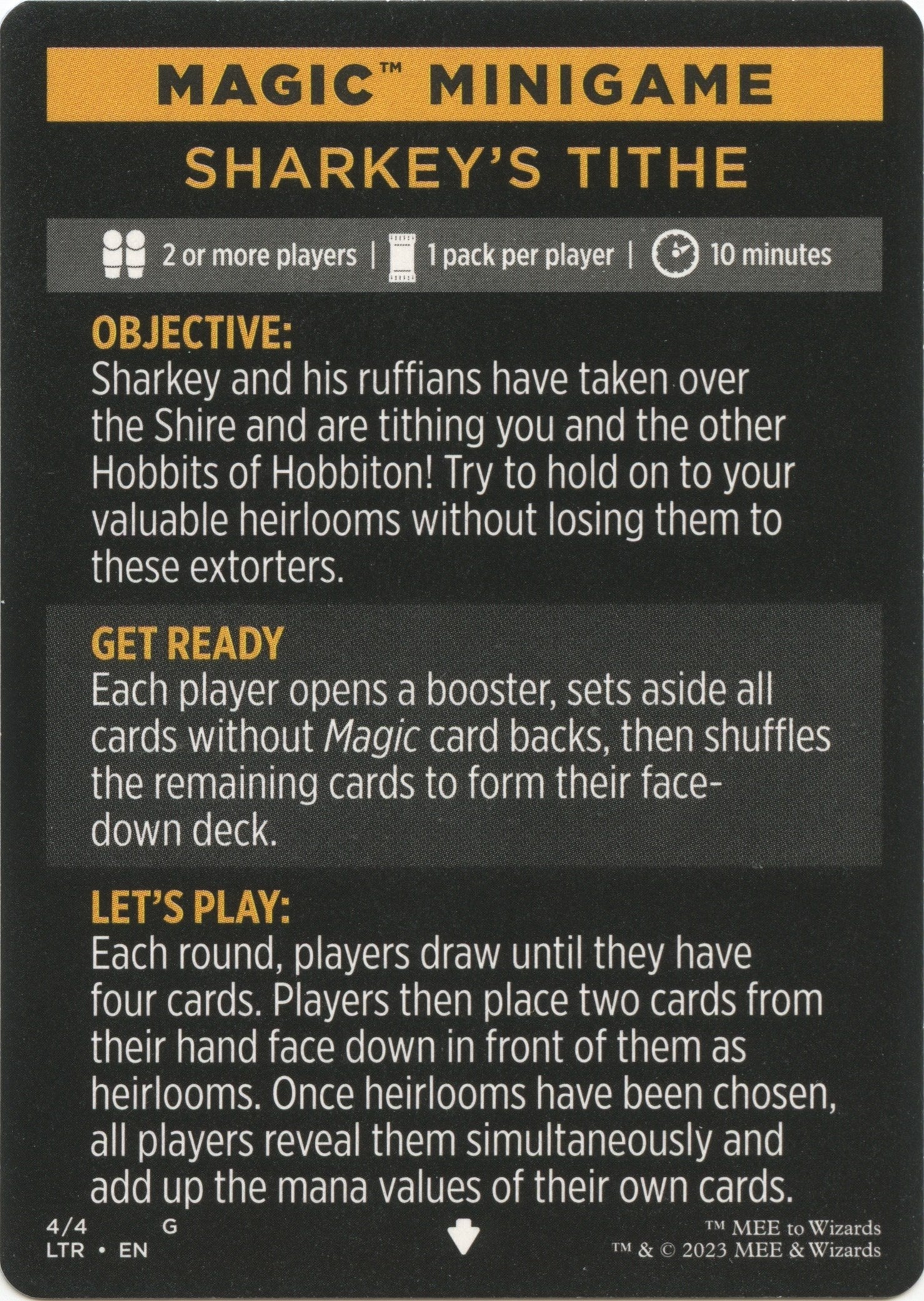 Sharkey's Tithe (Magic Minigame) [The Lord of the Rings: Tales of Middle-Earth Minigame] | Lots Moore NSW